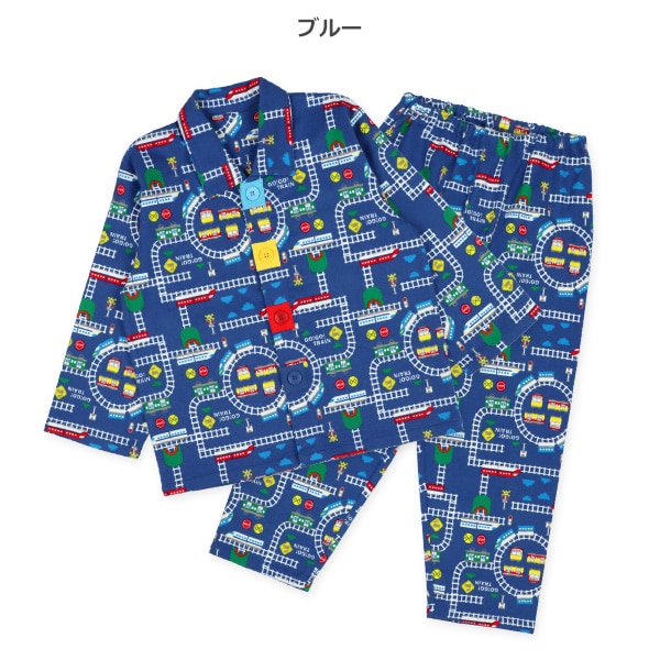 前開きおけいこ長袖パジャマ（マップ総柄）