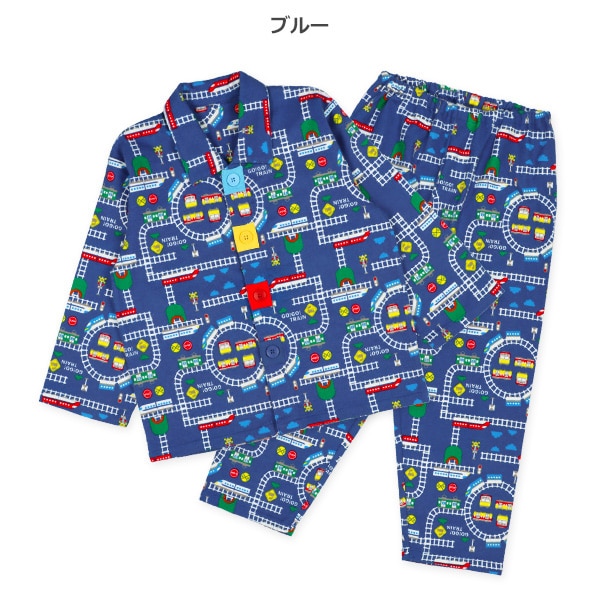 前開きおけいこ長袖パジャマ（マップ総柄）
