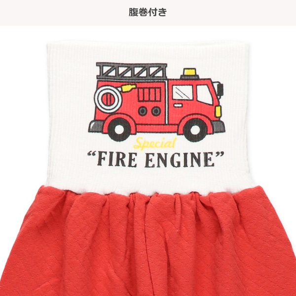 ソフトキルト腹巻付きラグラン長袖パジャマ（消防車）