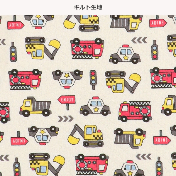 ソフトキルト腹巻付きラグラン長袖パジャマ（消防車）