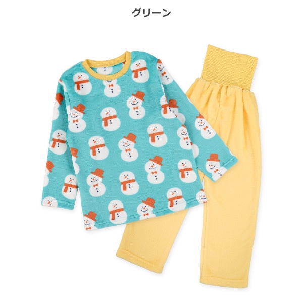 マイクロフリース腹巻付き長袖パジャマ（雪だるま）