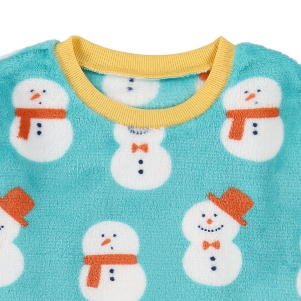 マイクロフリース腹巻付き長袖パジャマ（雪だるま）