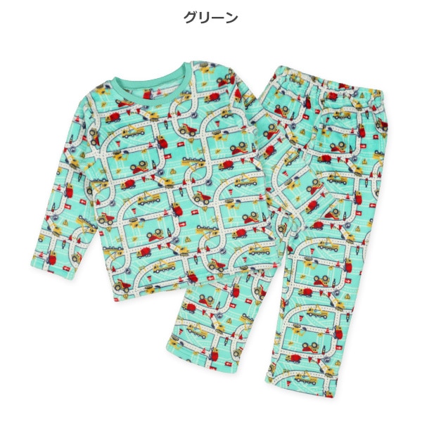 マイクロフリース長袖パジャマ（はたらくくるまマップ総柄）