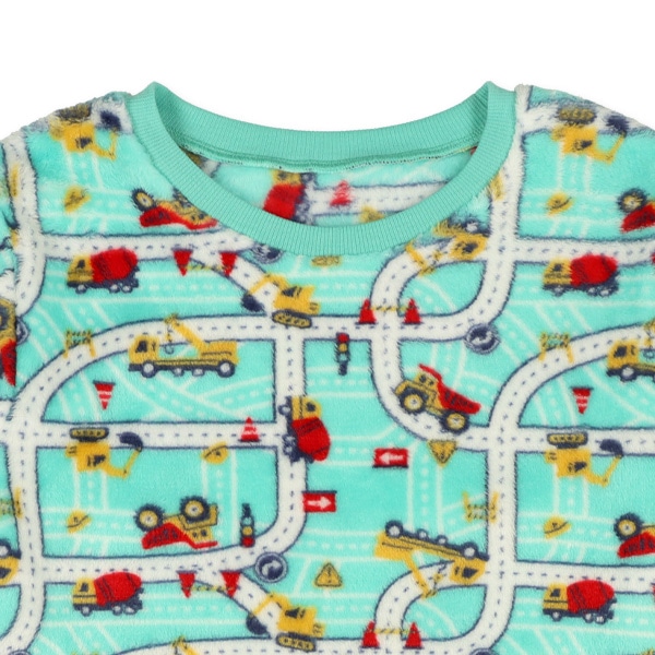 マイクロフリース長袖パジャマ（はたらくくるまマップ総柄）