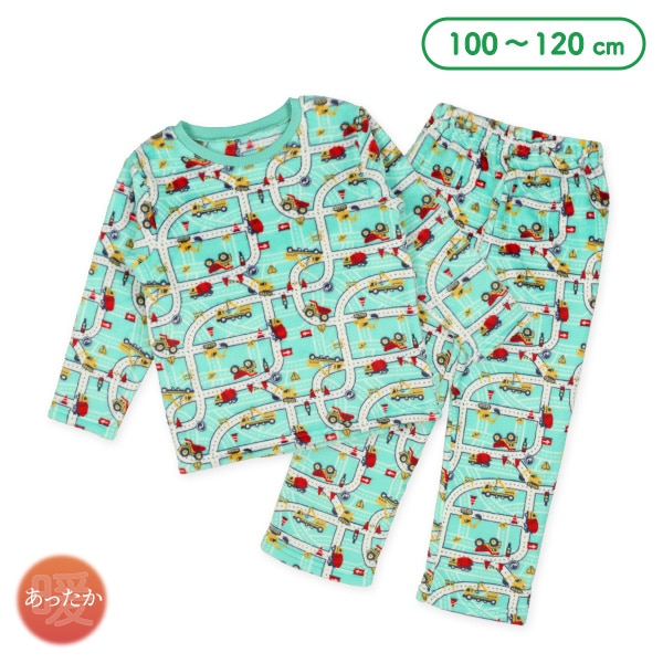 マイクロフリース長袖パジャマ（はたらくくるまマップ総柄）