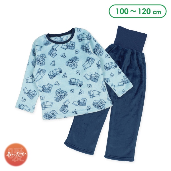 マイクロフリース腹巻付き長袖パジャマ（はたらくくるま）