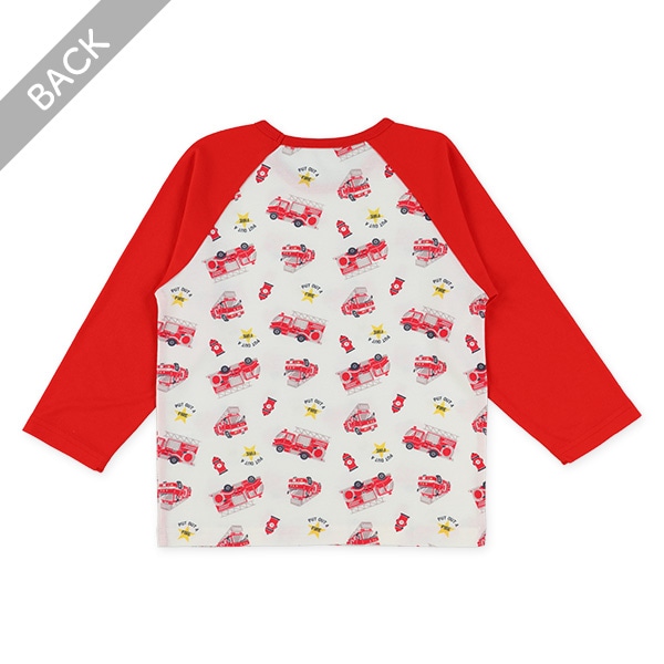 腹巻付きラグラン長袖パジャマ（消防車）