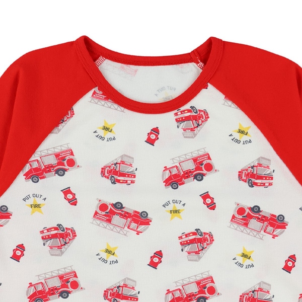 腹巻付きラグラン長袖パジャマ（消防車）