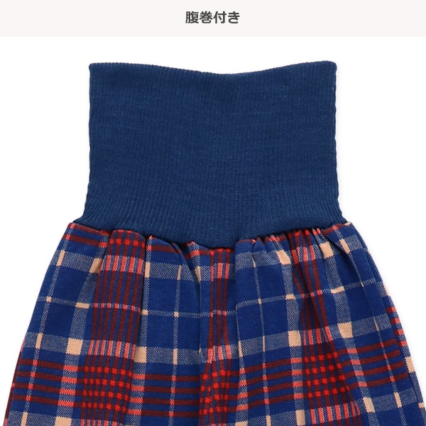 腹巻付き長袖パジャマ（チェックくま）