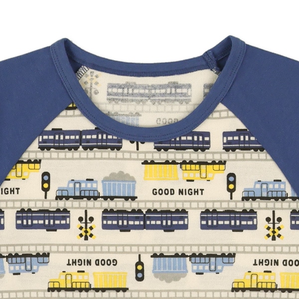 腹巻付きラグラン長袖パジャマ（電車）