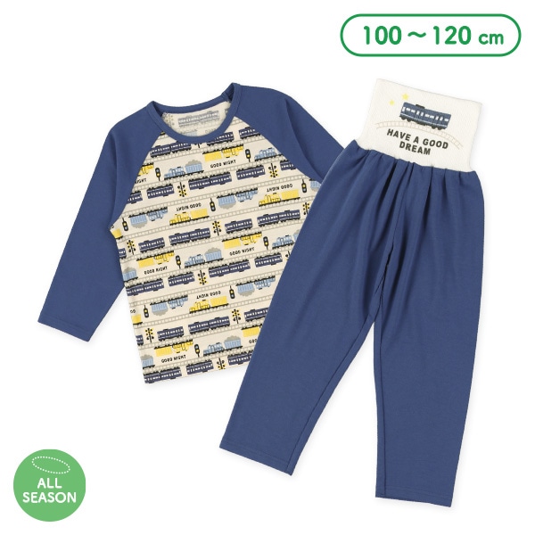 腹巻付きラグラン長袖パジャマ（電車）