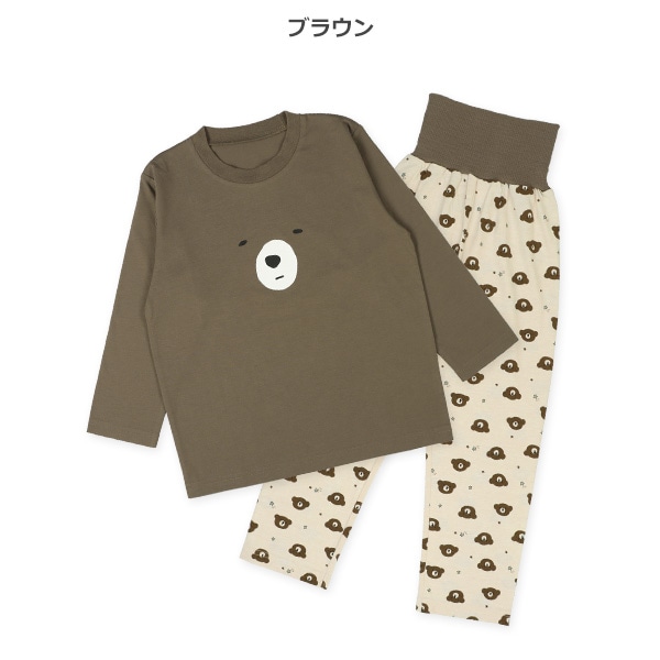 腹巻付き長袖パジャマ（くまフェイス）