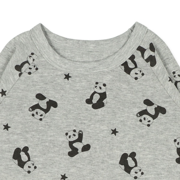 スリムフィットラグラン長袖パジャマ（パンダ・星総柄）