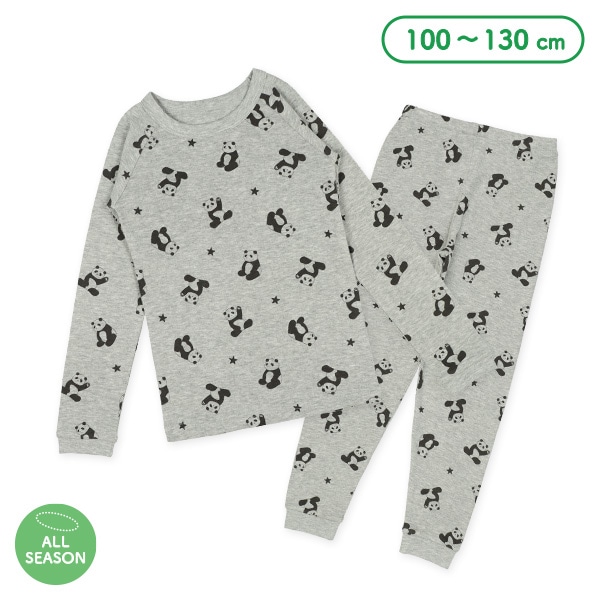 スリムフィットラグラン長袖パジャマ（パンダ・星総柄）