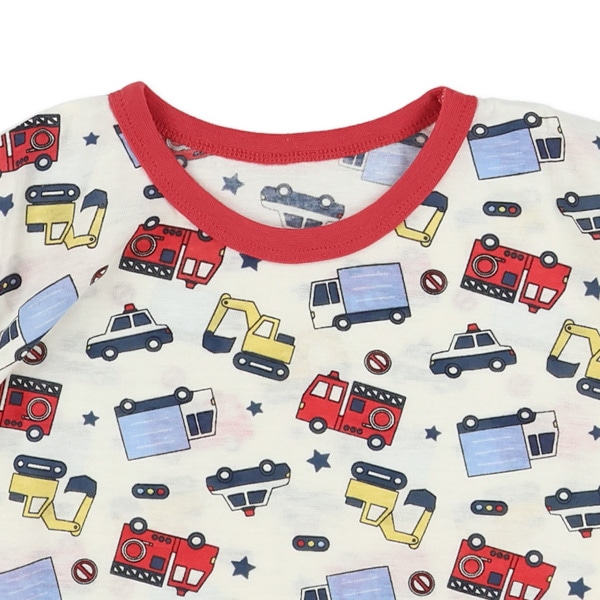 袖ロールアップ腹巻付き長袖パジャマ（はたらくくるま）