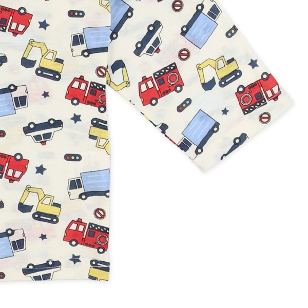 袖ロールアップ腹巻付き長袖パジャマ（はたらくくるま）