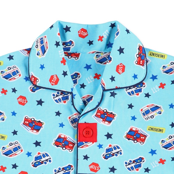 前開きおけいこ長袖パジャマ（くるま総柄）