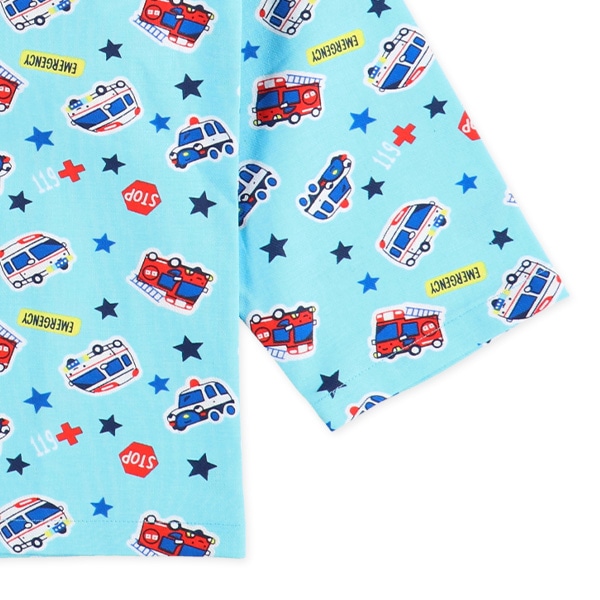 前開きおけいこ長袖パジャマ（くるま総柄）