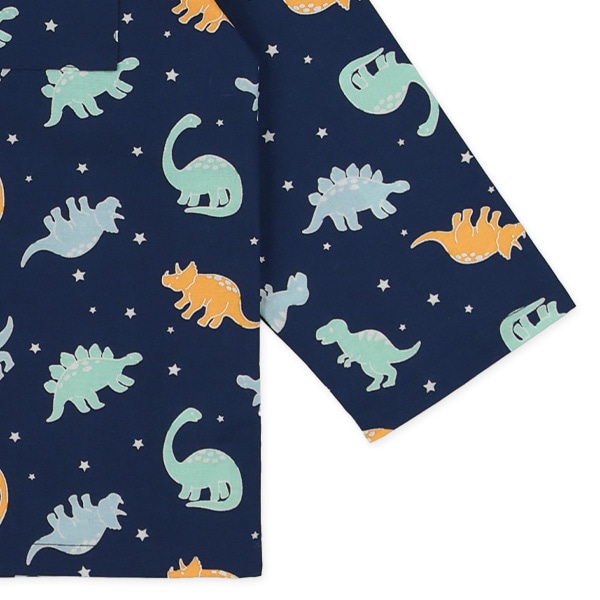 前開き長袖パジャマ（恐竜総柄）