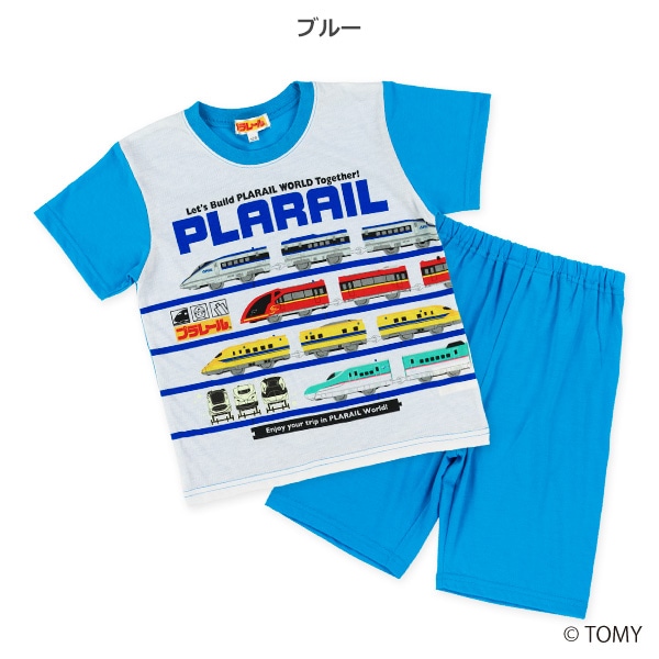 蓄光プリント半袖パジャマ（プラレール）