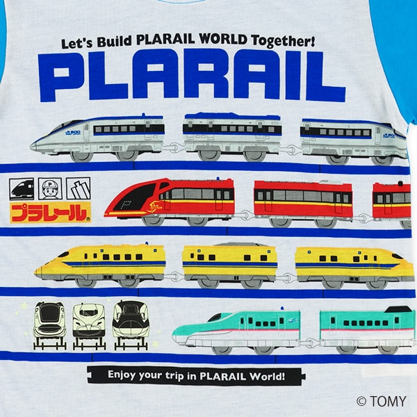 蓄光プリント半袖パジャマ（プラレール）