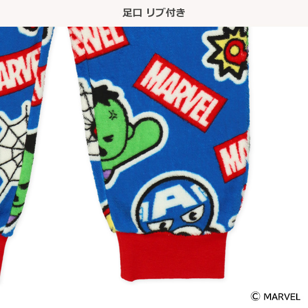 サンゴフリース長袖パジャマ（マーベル総柄）