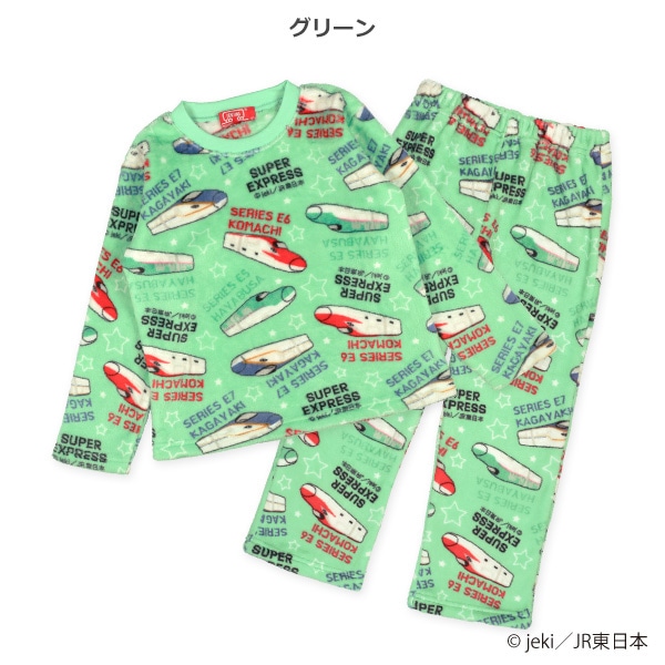 マイクロフリース長袖パジャマ（デンタマ総柄）