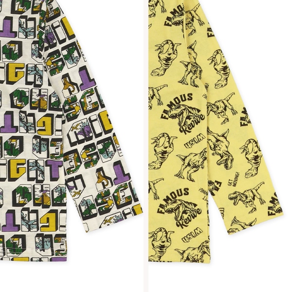 2枚組長袖パジャマ（ロゴ・恐竜）