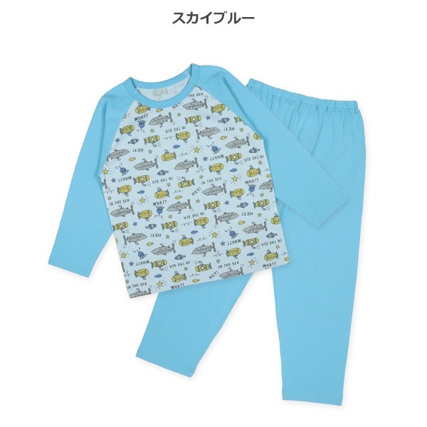 2枚組ラグラン長袖パジャマ（恐竜のりもの）