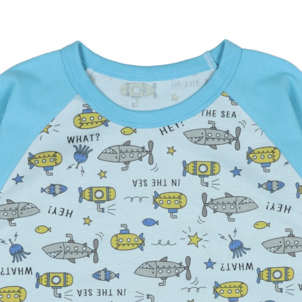 2枚組ラグラン長袖パジャマ（恐竜のりもの）