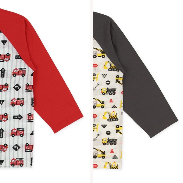 2枚組ラグラン長袖パジャマ（はたらくくるま）