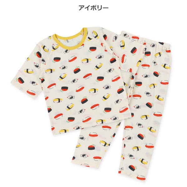 2枚組ラグラン半袖+7分袖パジャマ（寿司）