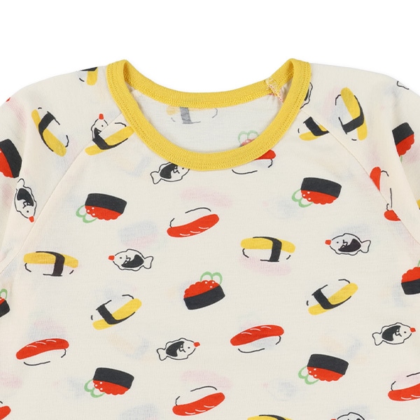 2枚組ラグラン半袖+7分袖パジャマ（寿司）