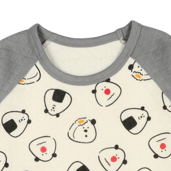 2枚組キルト+微起毛ラグラン長袖パジャマ（おにぎり・野菜）