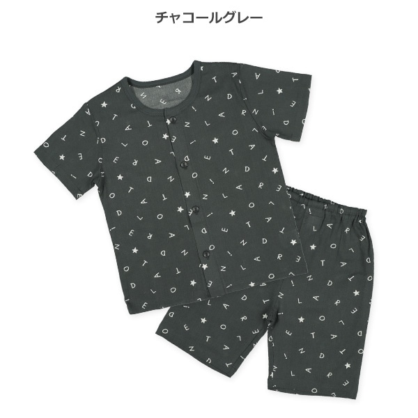 2枚組前開き半袖パジャマ（英字・白くま）
