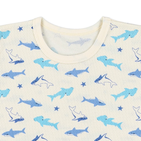 2枚組ハニカムメッシュ半袖パジャマ（サメ）