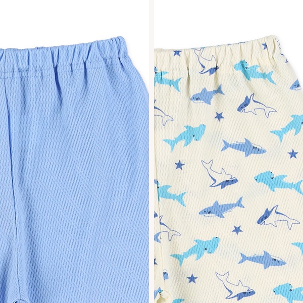 2枚組ハニカムメッシュ半袖パジャマ（サメ）