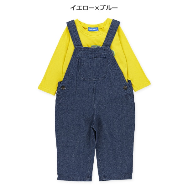 デニムオーバーオール&長袖Tシャツセット
