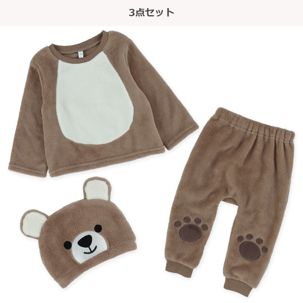 フリースくま帽子付きトップス＆パンツセット