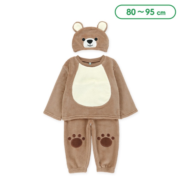 フリースくま帽子付きトップス&パンツセット