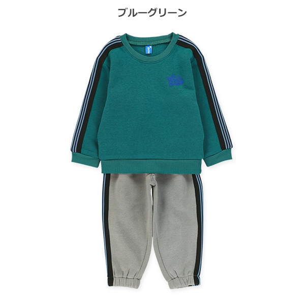 裏起毛サイド5ラインロゴトレーナー&パンツセット