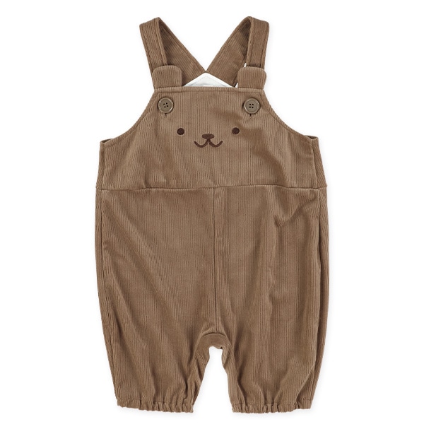 ニットコール8分丈くまサロペットパンツ＆長袖Tシャツセット