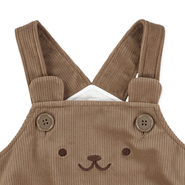 ニットコール8分丈くまサロペットパンツ＆長袖Tシャツセット