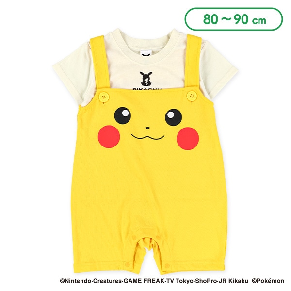 半袖Tシャツ&オーバーオールセット（ピカチュウ）