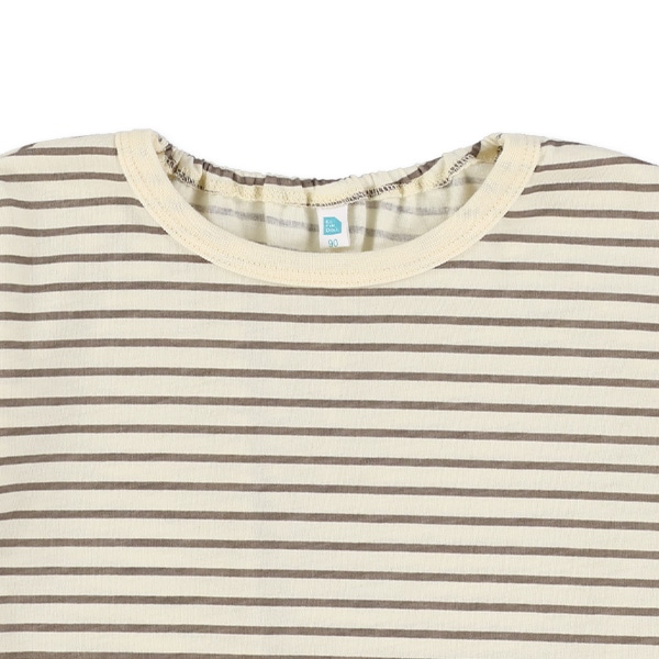 ボーダー半袖Ｔシャツ＆サッカーくま耳サロペットセット