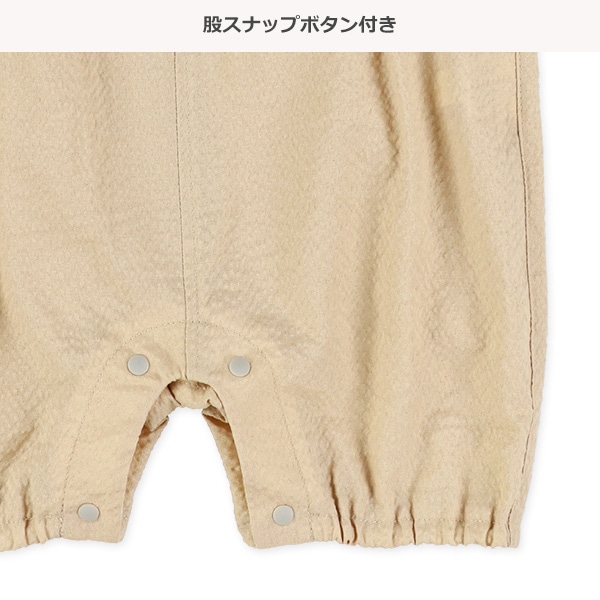 ボーダー半袖Ｔシャツ＆サッカーくま耳サロペットセット