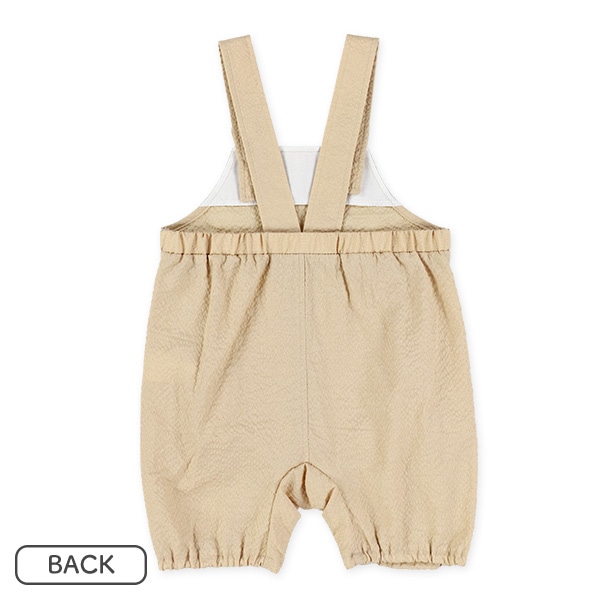 ボーダー半袖Ｔシャツ＆サッカーくま耳サロペットセット