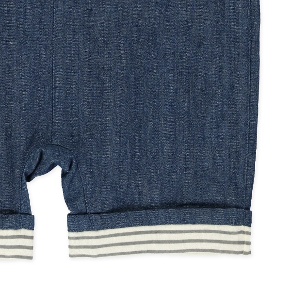 8分丈ダンガリーくまフェイスサロペット&Tシャツセット