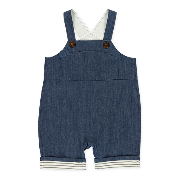 8分丈ダンガリーくまフェイスサロペット&Tシャツセット