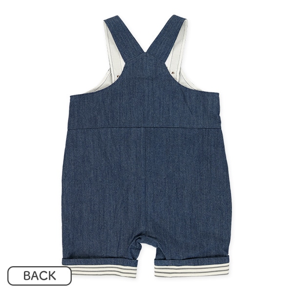 8分丈ダンガリーくまフェイスサロペット&Tシャツセット